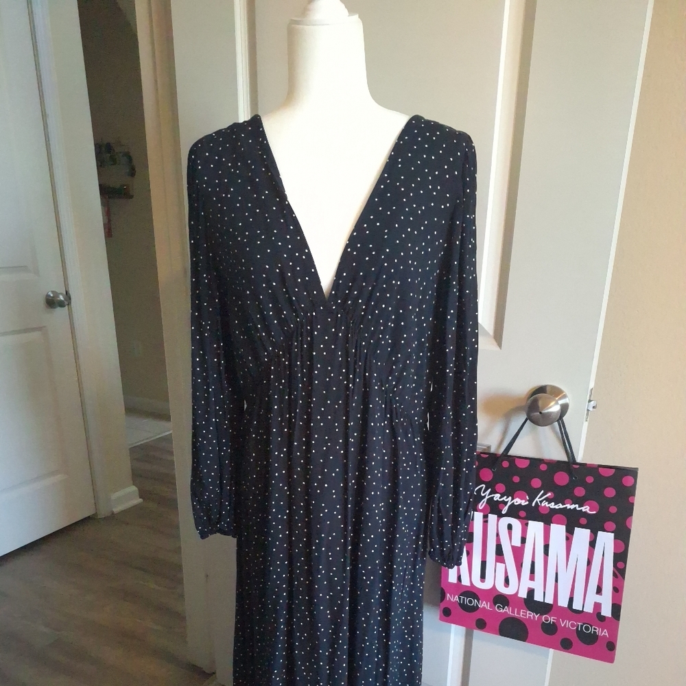 H&M Black Long Sleeve Dress  Polka Dots Size L